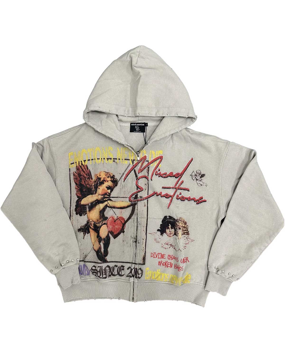 Mixed Emotions Broken Halo Hoodie Grey