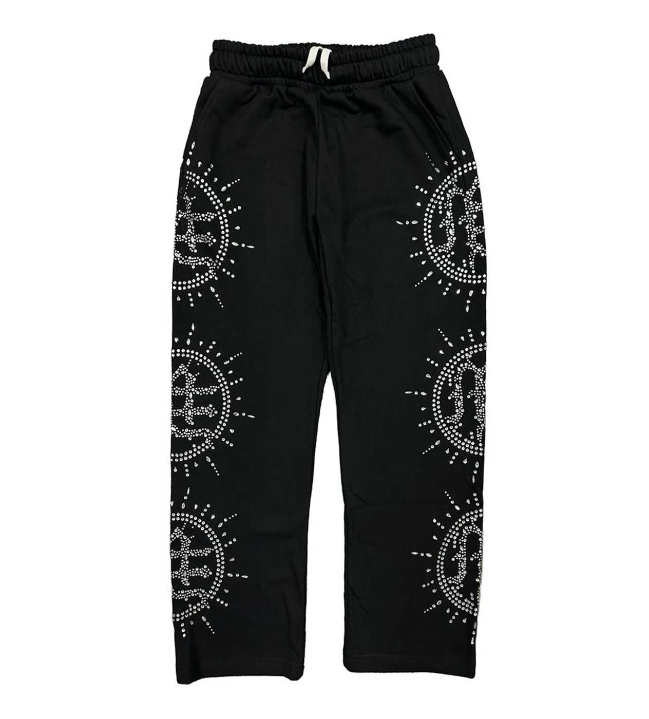 Mixed Emotions Eclipse Rhinestone Sweatpants Black